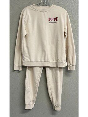 Keith Haring Womens Small Sweatshirt Sweatpant Set Love Soft Cream Lounge
